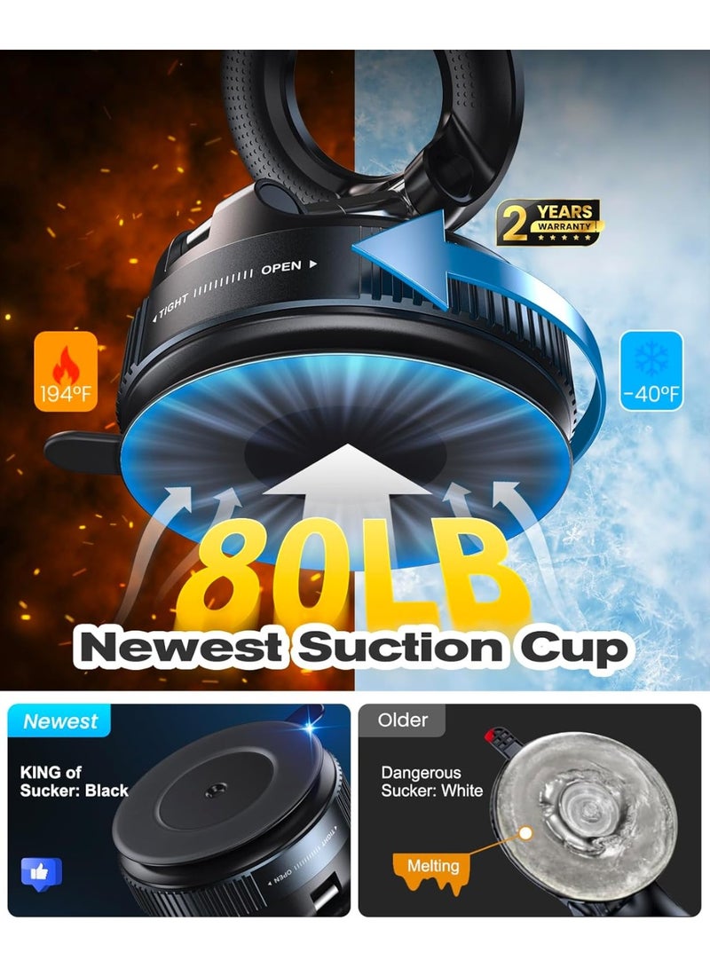 Amal Estore Magnetic Car Phone Holder, 360° Rotatable and Foldable, with Vacuum Suction Cup and Magnetic Ring, Mini Car Phone Mount with Magnetic Ring, for Car/Desk/Mirror and Other Smooth Surface - Image 3